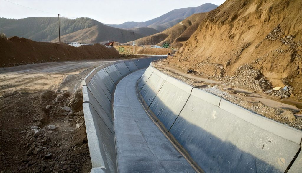 Construcción de una canaleta de relave