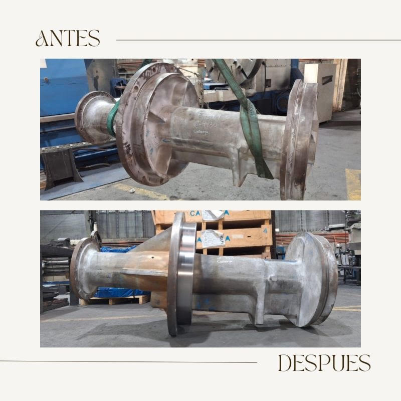 Antes y después de un proceso de metalizado.